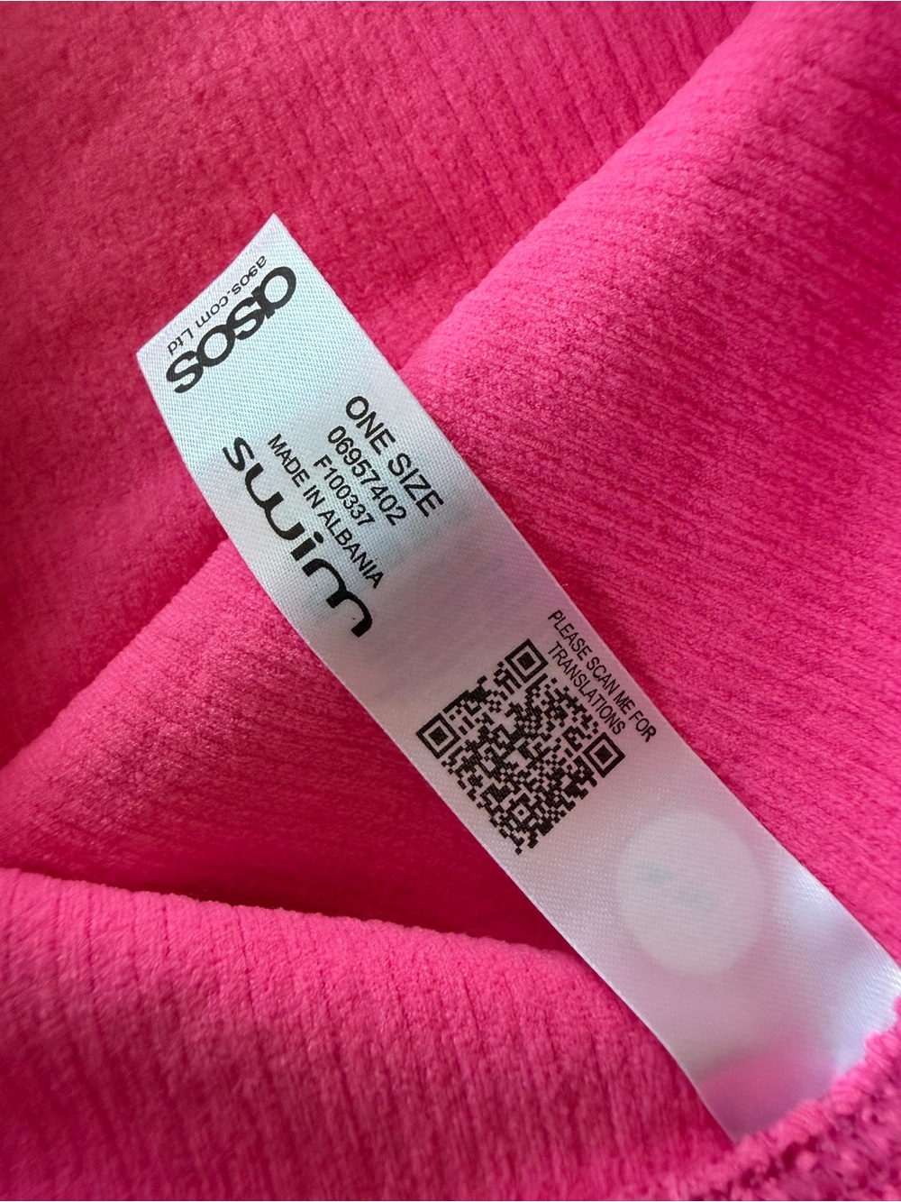 ASOS Neon Pink Textured High-Waist Bikini Set - Picture 6 of 7